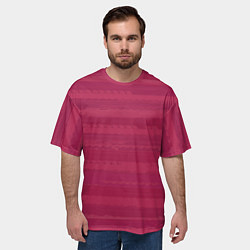 Футболка оверсайз мужская Малиновый розовый полосатый, цвет: 3D-принт — фото 2