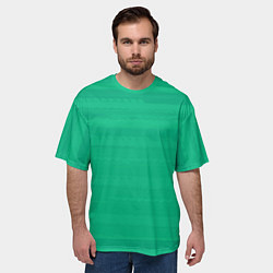 Футболка оверсайз мужская Изумрудный зелёный однотонный с полосами, цвет: 3D-принт — фото 2