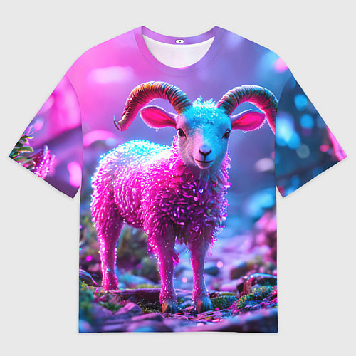 Мужская футболка оверсайз Козлик в розовом / 3D-принт – фото 1