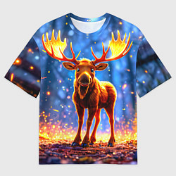 Мужская футболка оверсайз Лосенок в лесу