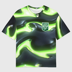 Футболка оверсайз мужская Зеленый неоновый камуфляж, цвет: 3D-принт