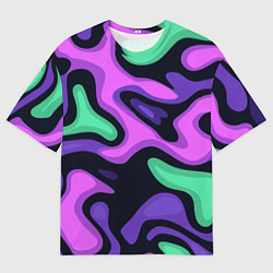 Футболка оверсайз мужская Разноцветный эмоциональный камуфлляж, цвет: 3D-принт