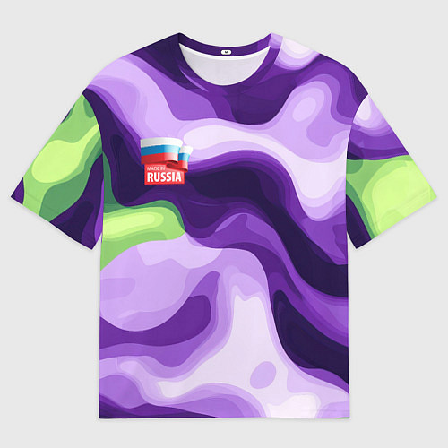 Мужская футболка оверсайз Фиолетовый камуфляж Россия / 3D-принт – фото 1