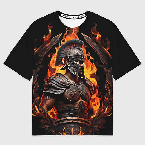 Мужская футболка оверсайз Гладиатор пламени огня / 3D-принт – фото 1