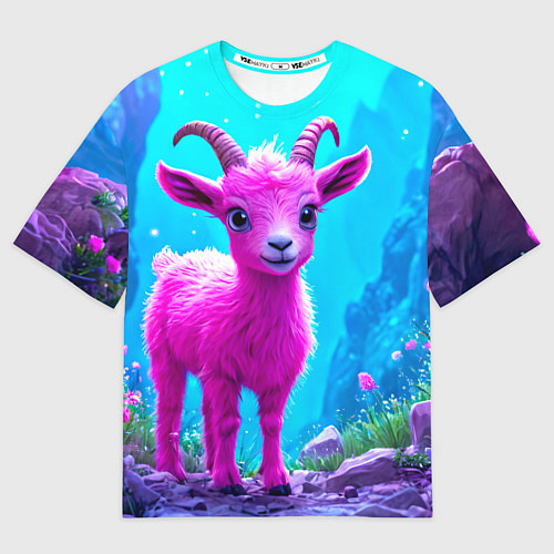 Мужская футболка оверсайз Розовый козлик / 3D-принт – фото 1