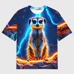 Мужская футболка оверсайз Сурикат и удар молнии