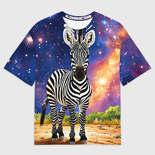 Мужская футболка оверсайз Зебра в звездную ночь / 3D-принт – фото 1