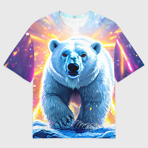 Мужская футболка оверсайз Белый медведь идет по льдине / 3D-принт – фото 1