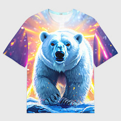 Футболка оверсайз мужская Белый медведь идет по льдине, цвет: 3D-принт