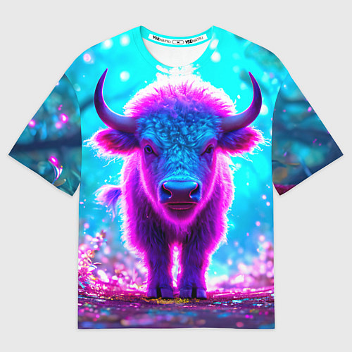 Мужская футболка оверсайз Белый буйвол / 3D-принт – фото 1