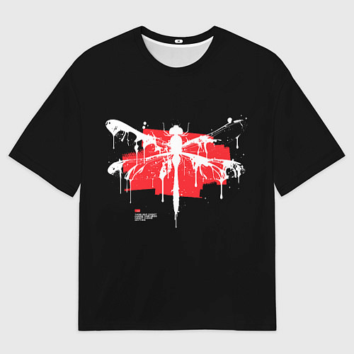 Мужская футболка оверсайз Gothic dragonfly with paint strokes / 3D-принт – фото 1