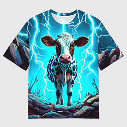 Мужская футболка оверсайз Корова в разрядах молнии