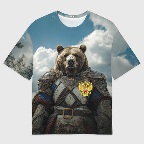Мужская футболка оверсайз Русский медведь воин / 3D-принт – фото 1