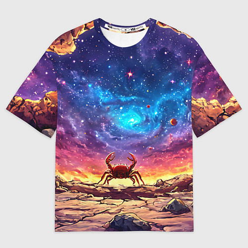 Мужская футболка оверсайз Краб смотрит в космос / 3D-принт – фото 1