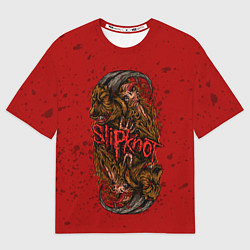 Мужская футболка оверсайз Слипкнот гранж рога