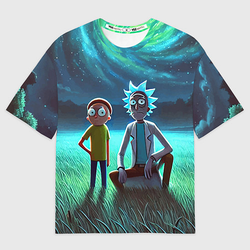 Мужская футболка оверсайз Рик и Морти на поляне - нейроарт / 3D-принт – фото 1