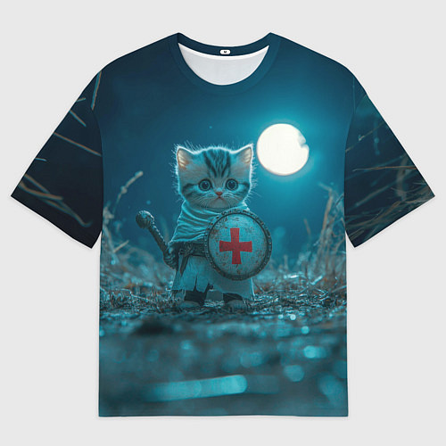 Мужская футболка оверсайз Котенок выходит на тропу войны / 3D-принт – фото 1