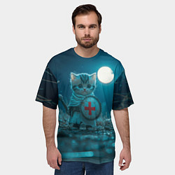 Футболка оверсайз мужская Котенок выходит на тропу войны, цвет: 3D-принт — фото 2