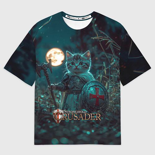 Мужская футболка оверсайз Stronghold Crusader котенок рыцарь / 3D-принт – фото 1