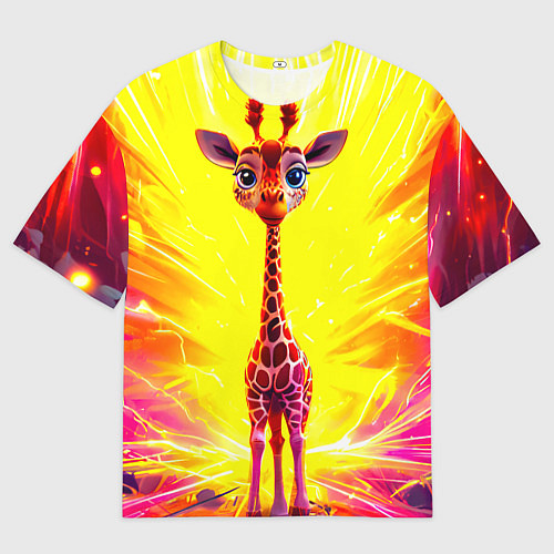 Мужская футболка оверсайз Жирафик в желтых искрах / 3D-принт – фото 1