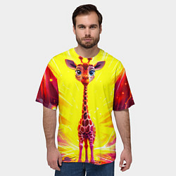 Футболка оверсайз мужская Жирафик в желтых искрах, цвет: 3D-принт — фото 2