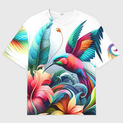 Мужская футболка оверсайз Райская птица - тропики
