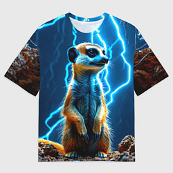 Мужская футболка оверсайз Сурикат в разрядах молний