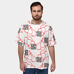 Футболка оверсайз мужская Сердца и код любви на белом, цвет: 3D-принт — фото 2