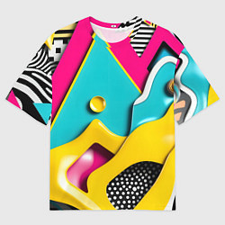 Футболка оверсайз мужская Праздничная абстракция, цвет: 3D-принт