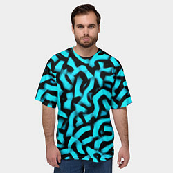 Футболка оверсайз мужская Бирюзовая абстракция, цвет: 3D-принт — фото 2