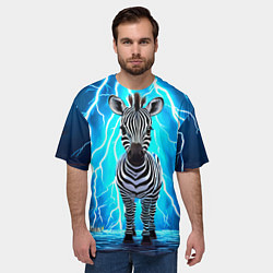 Футболка оверсайз мужская Зебра и удар молнии, цвет: 3D-принт — фото 2