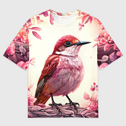 Футболка оверсайз мужская Кукушка в розовых цветах, цвет: 3D-принт