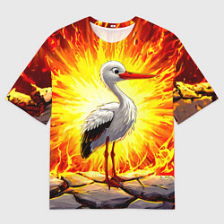 Мужская футболка оверсайз Аист в огне
