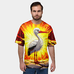 Футболка оверсайз мужская Аист в огне, цвет: 3D-принт — фото 2