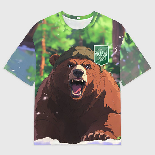 Мужская футболка оверсайз Русский медведь патриот / 3D-принт – фото 1