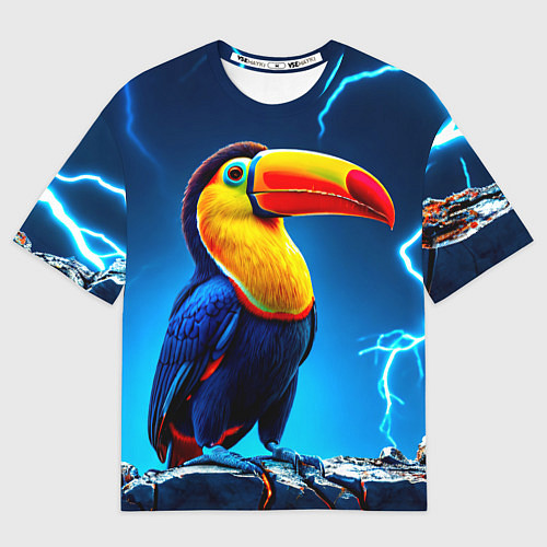 Мужская футболка оверсайз Тукан и молния / 3D-принт – фото 1