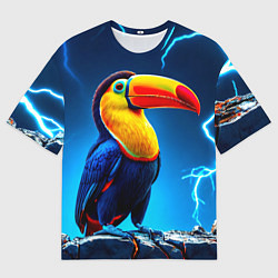 Мужская футболка оверсайз Тукан и молния