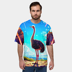 Футболка оверсайз мужская Страус в пещере, цвет: 3D-принт — фото 2