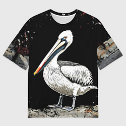 Мужская футболка оверсайз Пеликан на черном