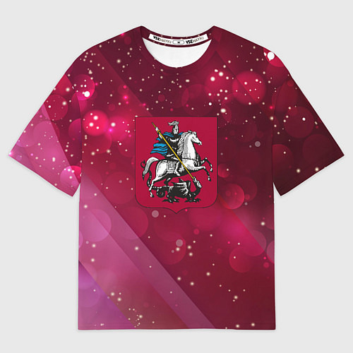 Мужская футболка оверсайз Герб Москвы на розовом фоне / 3D-принт – фото 1