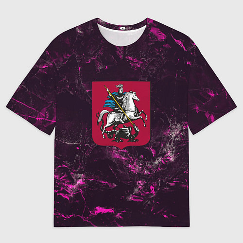 Мужская футболка оверсайз Герб Москвы на текстурном фоне / 3D-принт – фото 1