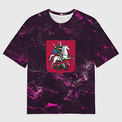 Мужская футболка оверсайз Герб Москвы на текстурном фоне