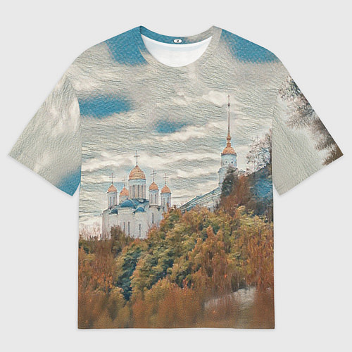Мужская футболка оверсайз Храм на горе / 3D-принт – фото 1