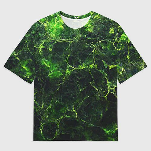Мужская футболка оверсайз Зеленая ядовитая текстура / 3D-принт – фото 1