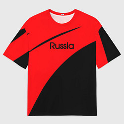 Мужская футболка оверсайз Russia красно-чёрный
