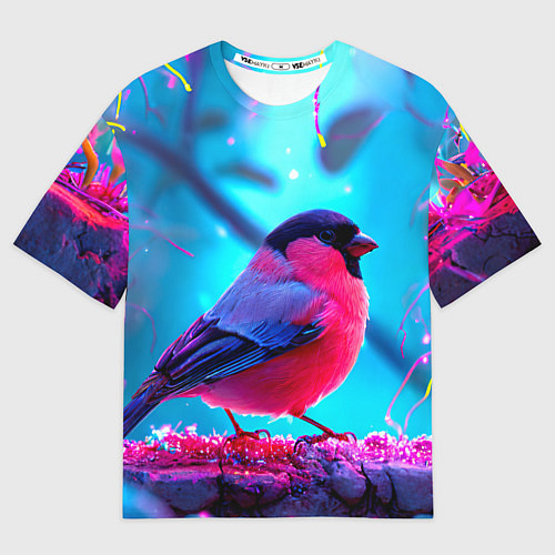 Мужская футболка оверсайз Розовый снегирь / 3D-принт – фото 1