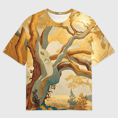 Мужская футболка оверсайз Дерево в японском стиле / 3D-принт – фото 1