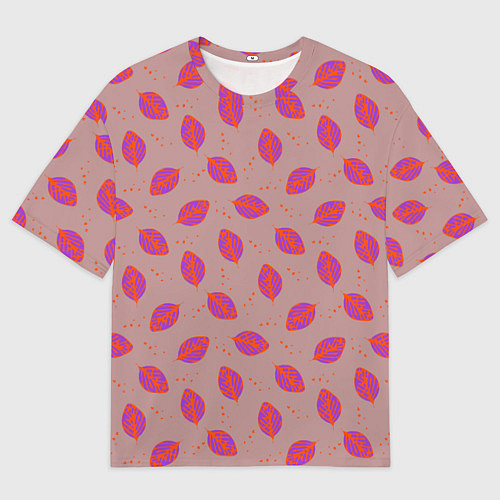 Мужская футболка оверсайз Узор из пурпурных листьев / 3D-принт – фото 1