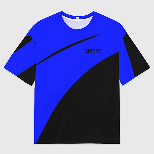 Мужская футболка оверсайз Sport сине-чёрный / 3D-принт – фото 1
