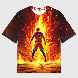 Мужская футболка оверсайз Баскетболист номер 28 в огне